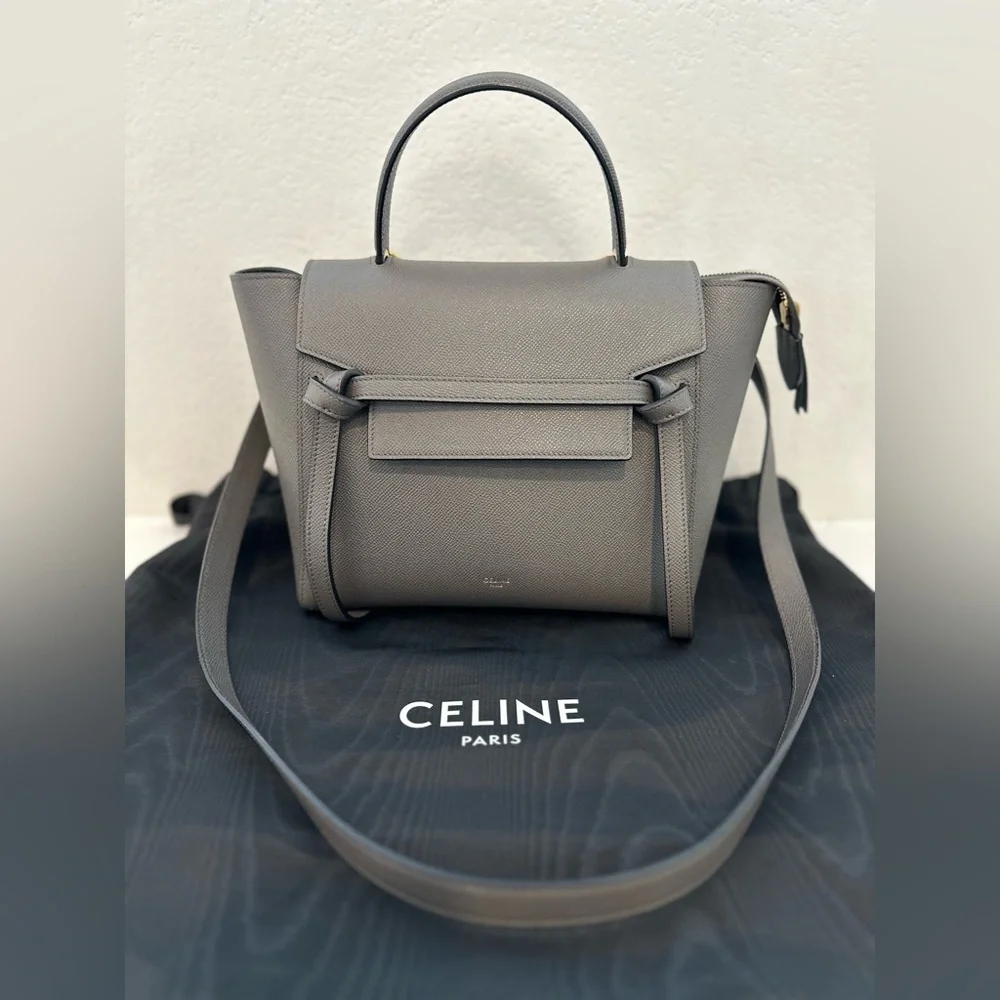❤️SOLD❤️ Auth CELINE Micro Grey Belt Bag in Grained Leather 9 x 8 IN - Picture 2 of 16